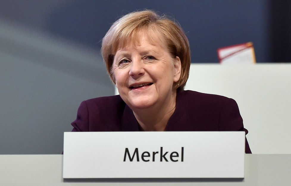 Angela Merkelová na sjezdu německé vládní strany CDU v Lipsku (21. 11. 2019)