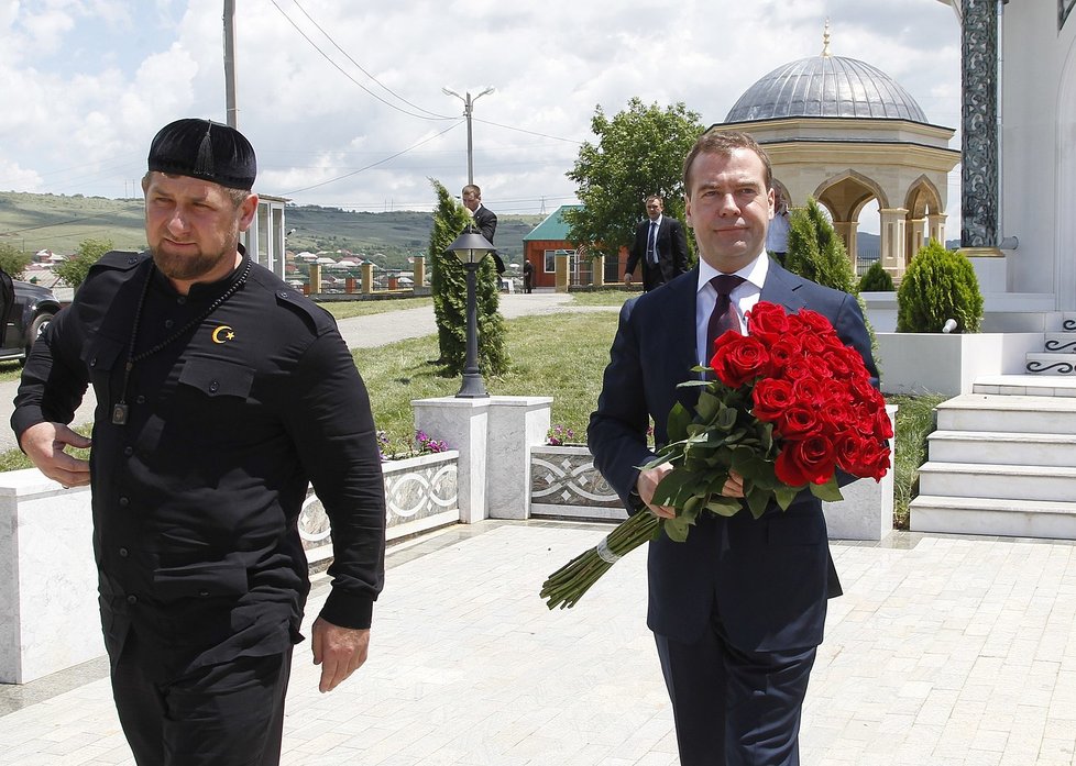 Ramzan Kadyrov a Dmitrij Medveděv v Grozném, 2012