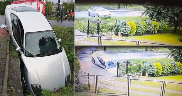 Český řidič havaroval v Polsku: Kvůli vysoké rychlosti skončil po smyku v příkopu.