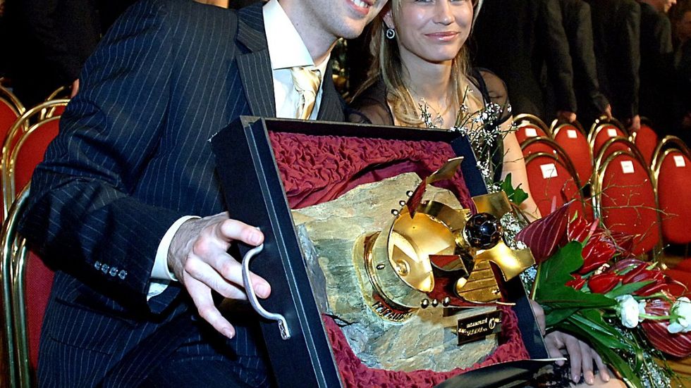 Petr Čech při vyhlášení Fotbalista roku 2005.