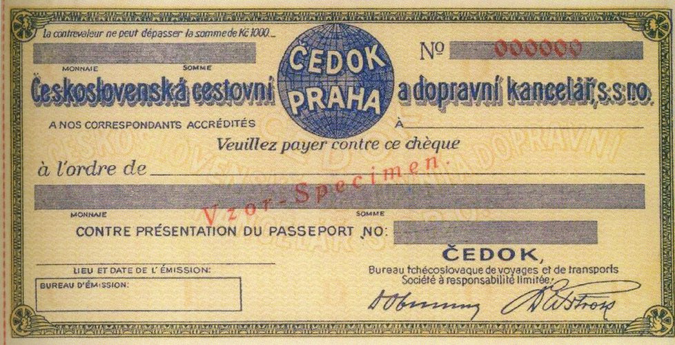 Cestovní šeky, za něž výletníci dostávali hotovost, patřily v roce 1924 k žádanému vybavení.