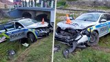 Policistovi ujížděl rychle jedoucí řidič: V Čejeticích dostal smyk a s autem skončil v potoce! 