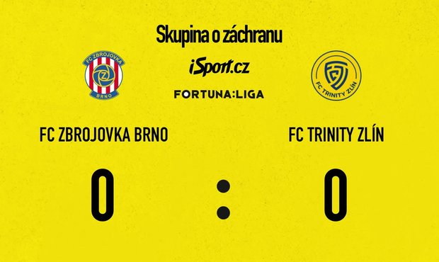 SESTŘIH: Brno - Zlín 0:0. Zbrojovka sestupuje. Tlak na skvělého Dostála nestačil