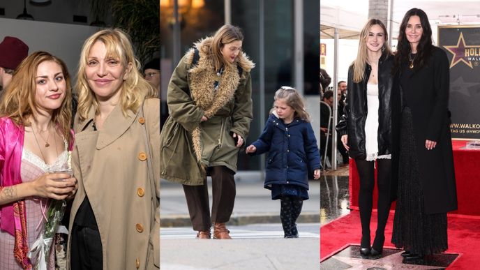 Zleva: Frances Bean Cobain a Courtney Love, Drew Barrymore s dcerou Olive a Courteney Cox s dcerou Coco
