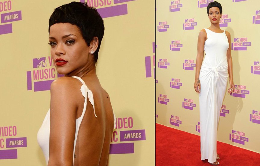 Zpěvačka Rihanna na předávání Video MTV Awards v šatech od Adama Selmana.