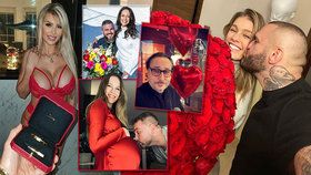 Sladký Valentýn celebrit: Přetékající výstřih Lely, pugéty růží a těhotenské bříško u Boučků!