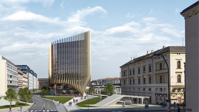 Nová čtvrť Central Business District, kterou u Masarykova nádraží v Praze připravuje skupina Penta. Autorkou návrhu je světově proslulá architektka Zaha Hadid.