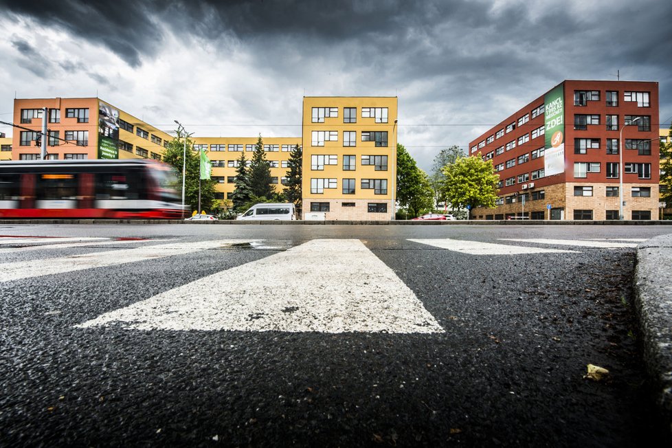 Kancelářské budovy v Olšanské ulici v Praze na Žižkově. Jejich majitelem je od léta 2017 největší bytový developer Central Group.