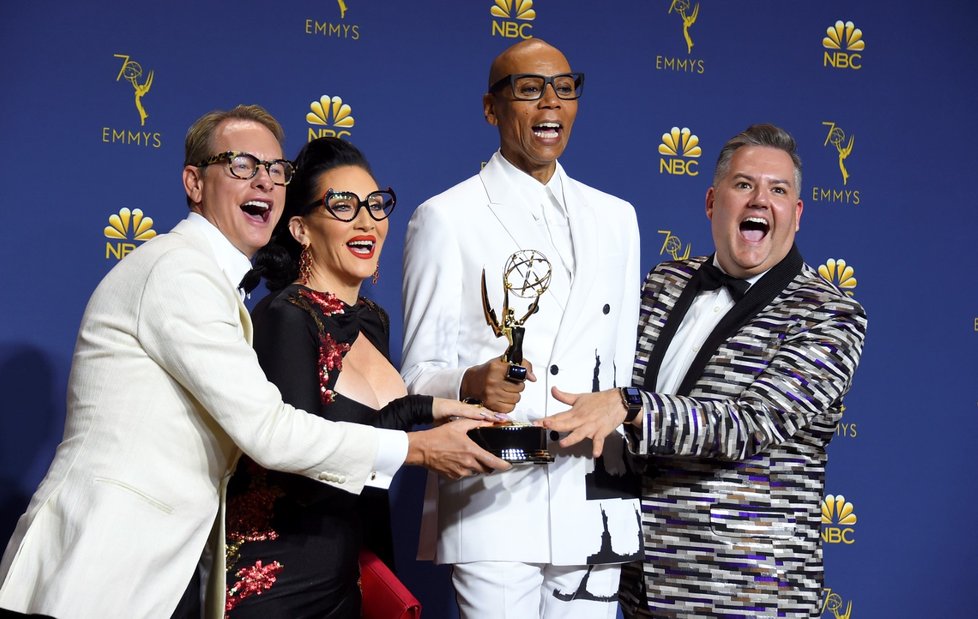 Ceny Emmy 2018: Carson Kressley, Michelle Visage, RuPaul Charles, Ross Mathews