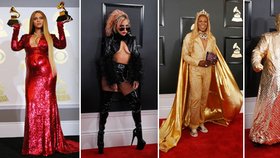 To NEJ z Grammy: Těhotná Beyoncé, polonahá Lady Gaga a zlaté příšerky na červeném koberci!