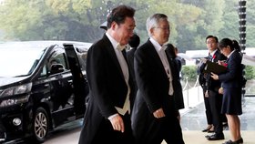 Jihokorejský premiér Lee Nak na ceremoniálu nástupu císaře Naruhita na trůn (22.10.2019)