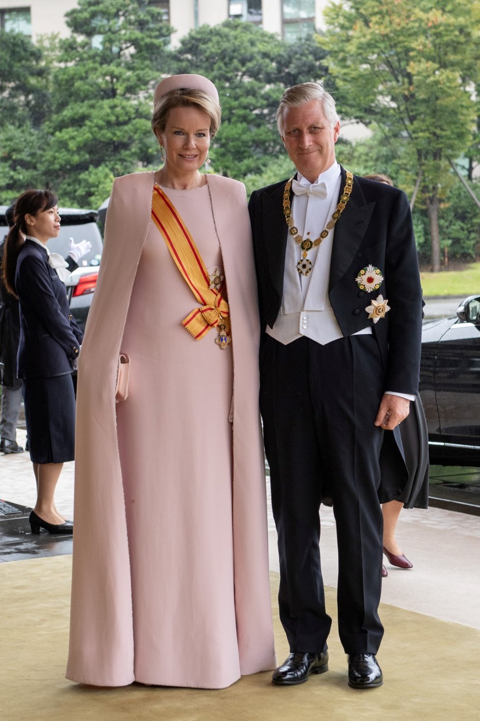 Král Belgie Filip a Královna Mathilde na ceremoniálu nástupu císaře Naruhita na trůn (22.10.2019)