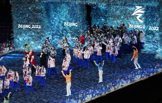 Česká výprava na závěrečném ceremoniálu v Pekingu Česká výprava na závěrečném ceremoniálu v Pekingu