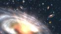 Supermasivní černé díry v srdci galaxií obklopují fontány hmoty Supermasivní černé díry v srdci galaxií obklopují fontány hmoty