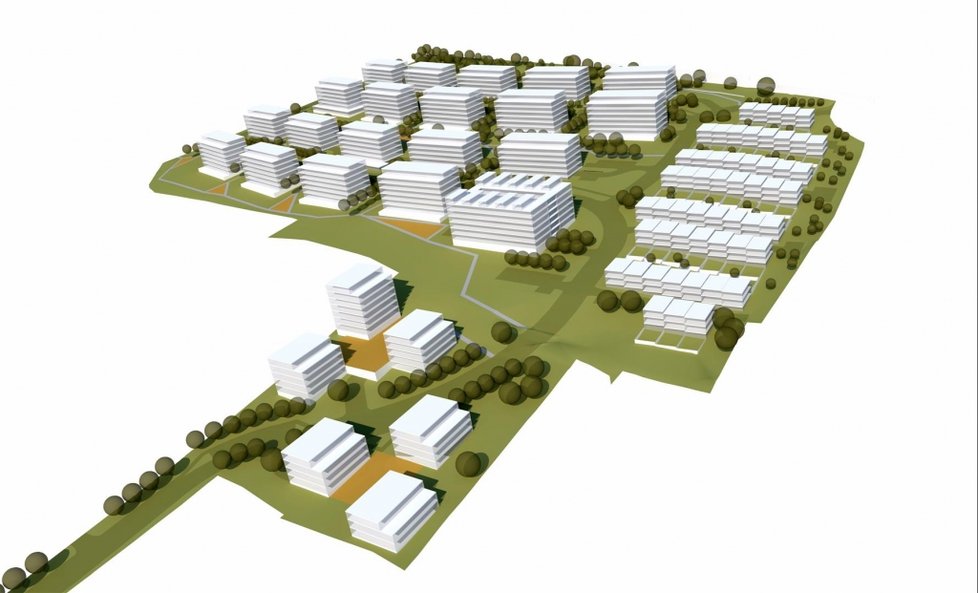 Návrh podoby soukromé části čtvrti, kterou postaví Na Kaménkách v Brně IMOS Development.