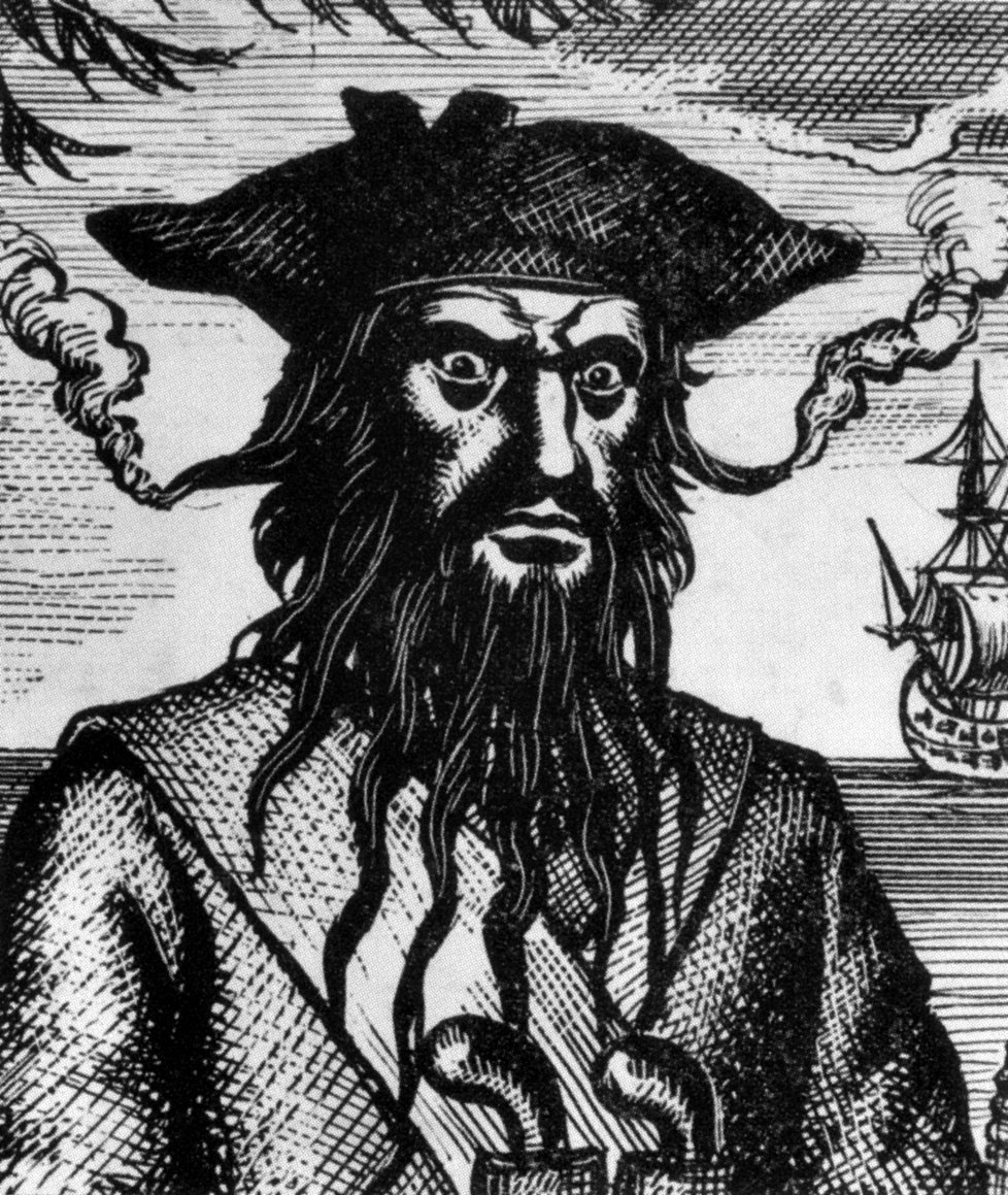 Edward Teach byl obávaný anglický pirát, známý jako kapitán Černovous.