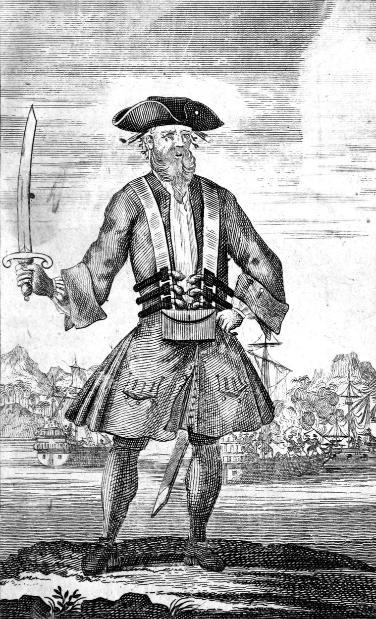 Edward Teach byl obávaný anglický pirát, známý jako kapitán Černovous.
