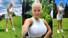 Česká Barbie Gabriel Jiráčková si poprvé v životě vyzkoušela golf. Oblékla se na to vcelku netradičně.