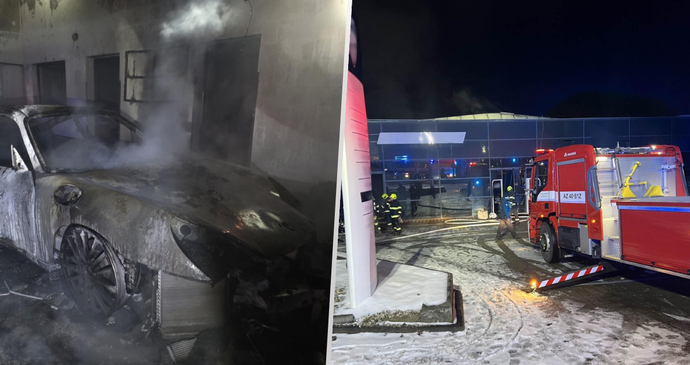 Požár autosalonu v České Lípe