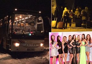 Semifinalistky České Miss 2015 zapadly s autobusem do sněhu. Ten uklouzl na zledovatělé silnici