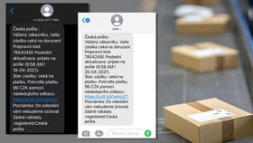 Česká pošta varuje před podvodnými SMS: Pomocí odkazu vám mohou hacknout i internetové bankovnictví.