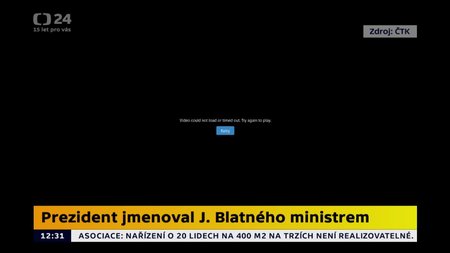 Na obrazovkách ČT se objevilo chybové hlášení. Podle vyjádření stanice nebyla chyba na jejich straně. Signál vypadl, protože stream ČTK splňoval nároky jen pro internetové vysílání, ne pro televizní. (29. 10. 2020)