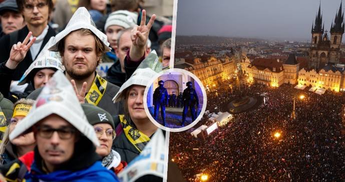 Protest spolku Milion chvilek pro demokracii na podporu ČT a ČRo. (25. 10. 2026)