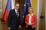 Šéfka EK Ursula von der Leyenová v Česku na summitu k Zelené dohodě pro Evropu. Na snímku s premiérem Fialou.