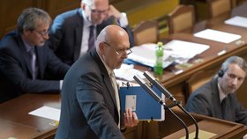 Poslanec KSČM Leo Luzar hovoří o komplexní hospodářské a obchodní dohodě mezi Kanadou a EU na řádné schůzi Sněmovny, která pokračovala 11. července v Praze.