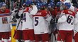 Čeští hokejisté slaví vítězství nad Finskem