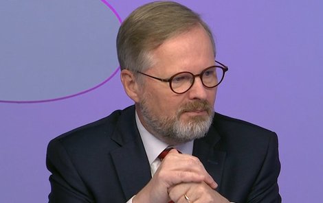 Premiér Petr Fiala v diskuzním pořadu ČT Otázky Václava Moravce.