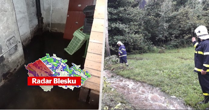 Hasiči po prudkém dešti na Frýdecko-Místecku čerpaji vodu ze zatopených sklepů, (ilustrační foto).