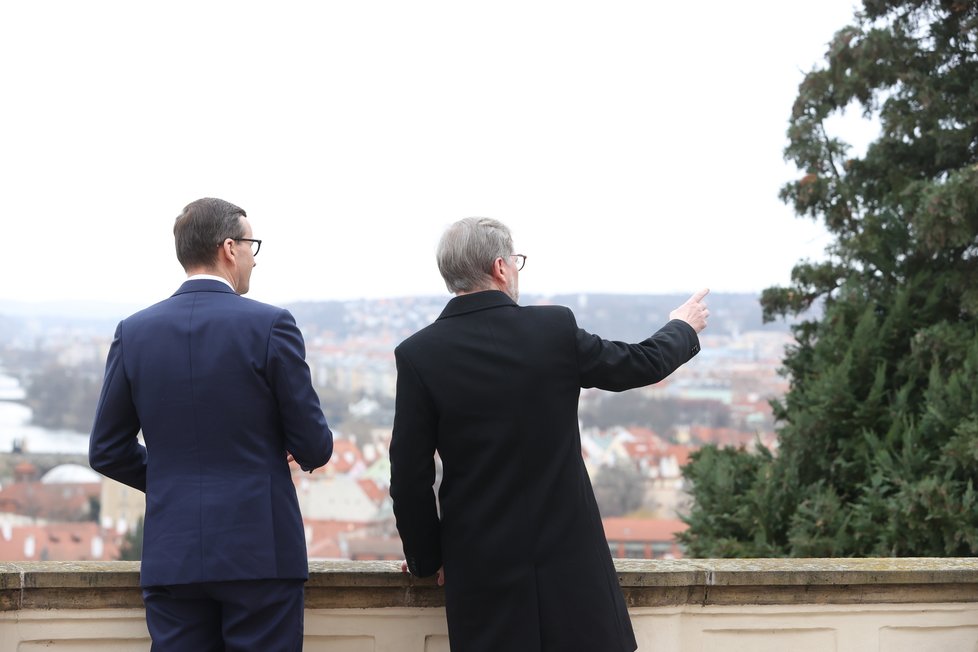 Český premiér Petr Fiala se svým polským protějškem Mateuszem Morawieckým