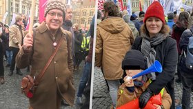 Protestující Česko: „Budeme stávkovat dál,“ hrozí Středula. Špidla přišel ve zmijovce, Maláčová se synem.