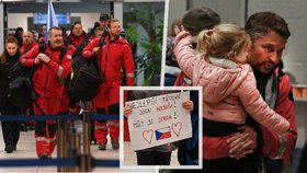 Čeští záchranáři se vrátili domů z Turecka. Slzy dojetí i děkování: Na hrdiny čekaly rodiny
