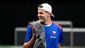 Trénink českých tenistl v O2 areně před utkáním Davis Cupu s USA