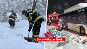 Sněhová kalamita v Česku! A přijdou mrazy, bude až -16 stupňů. Sledujte radar Blesku