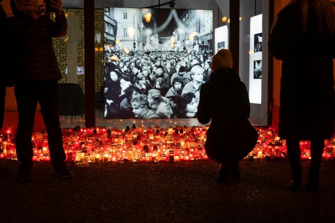 Den boje za svobodu a demokracii na Národní třídě v Praze
