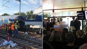 Poslední rozloučení se strojvedoucím Martinem H., který zemřel při srážce vlaků u Českého brodu.