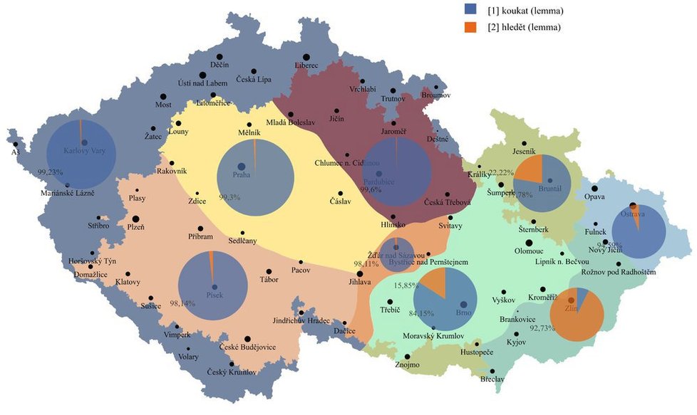 Jazykové mapy ukazují, jak se liší slovní zásoba v různých regionech.