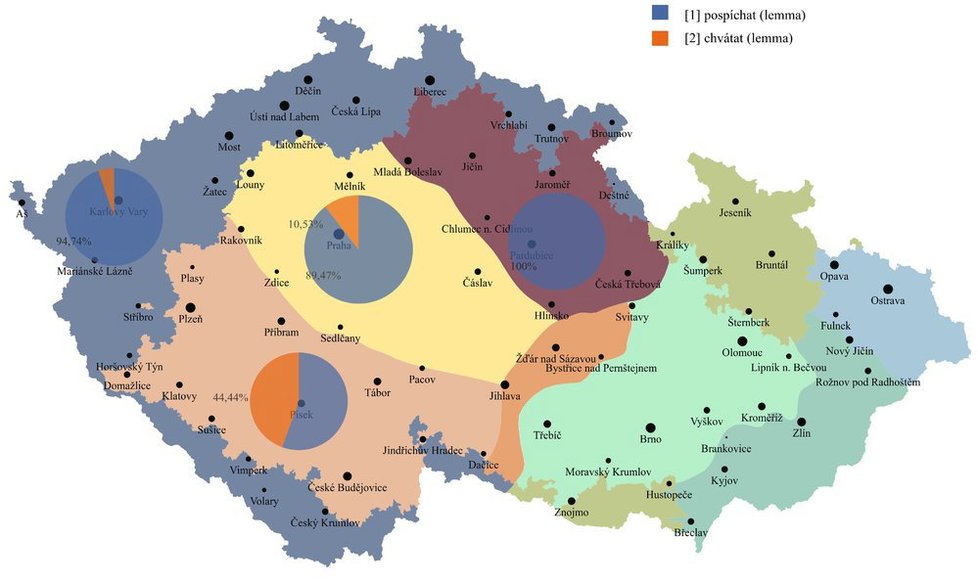 Jazykové mapy ukazují, jak se liší slovní zásoba v různých regionech.