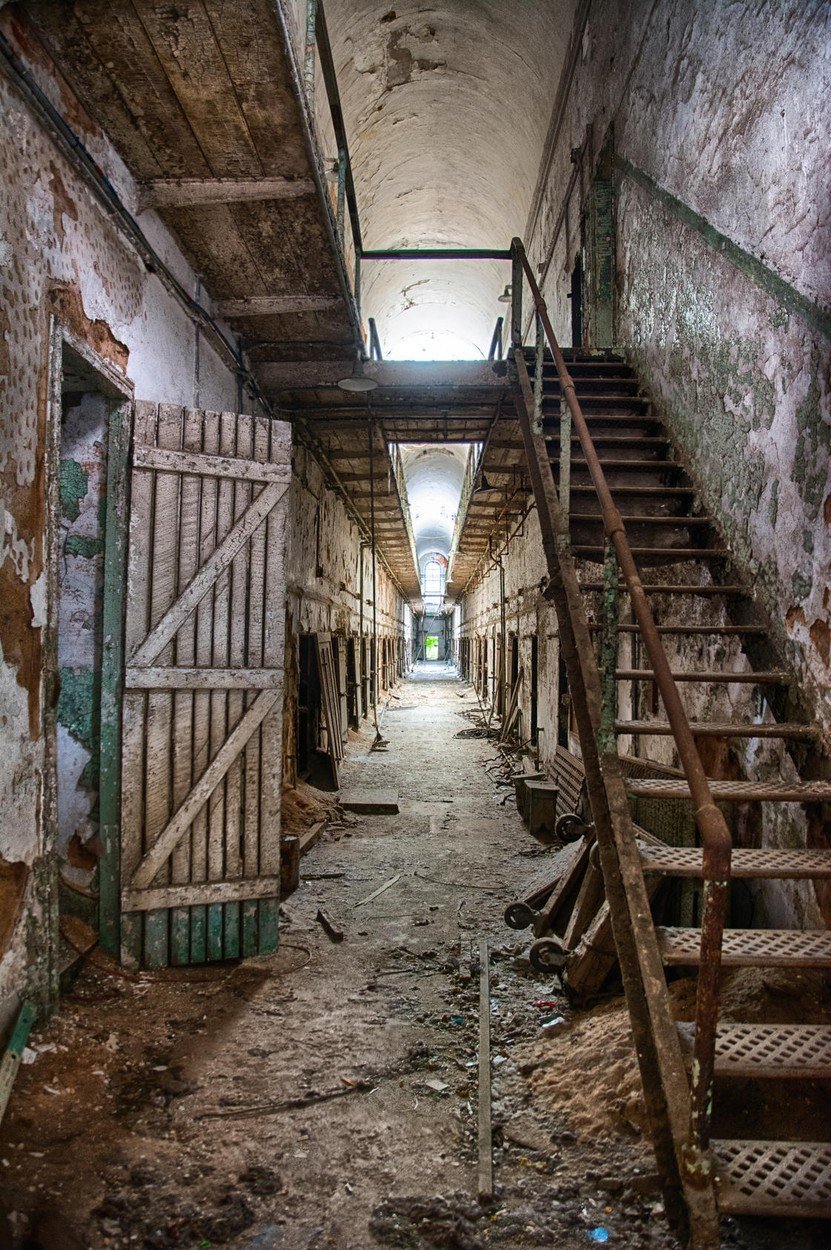 Opuštěná věznice Eastern State Penitentiary v Pensylvánii