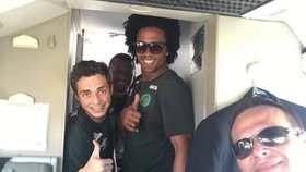 Hráči Chapecoense FC s pilotem před startem