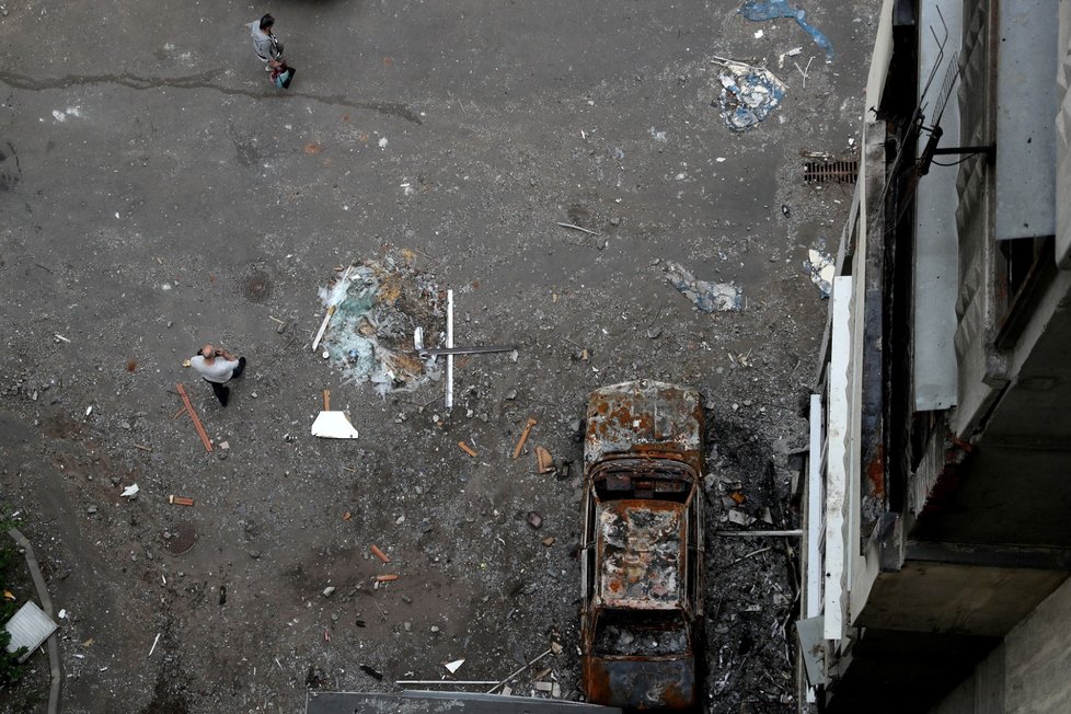 Bombardované sídliště Severnaja Saltyvka, Charkov (26. 5. 2022)