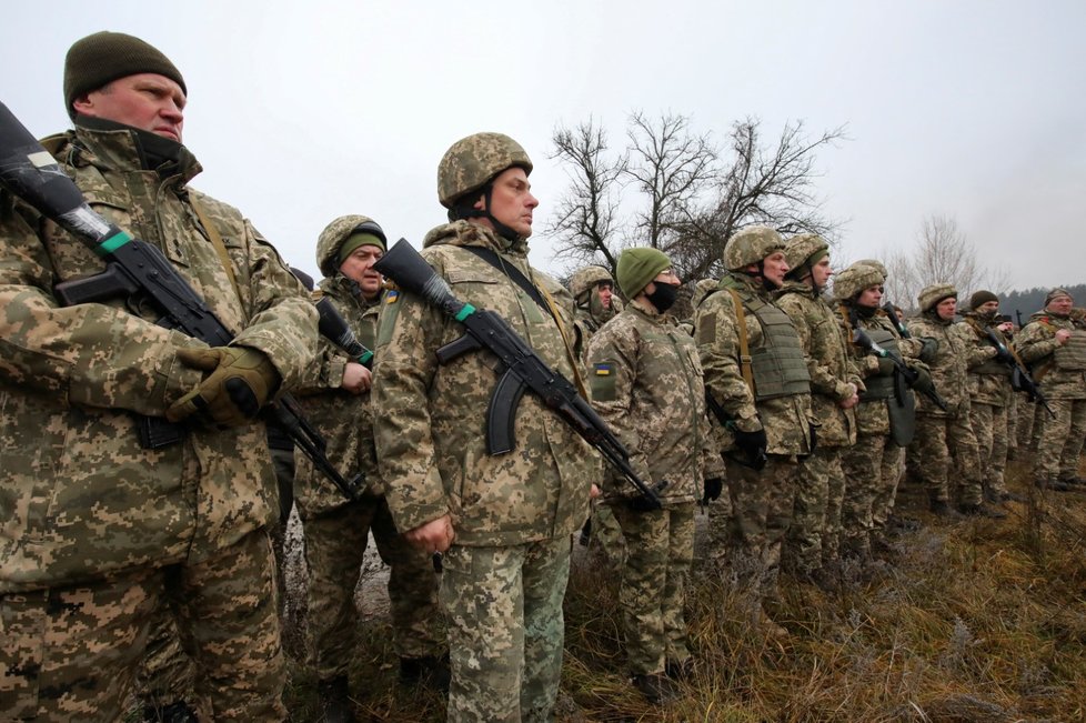Výcvik ukrajinské domobrany u Charkova, prosinec 2021.