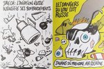Rusko zesílilo bombardování, říká nápis na levé straně. Karikatura napravo odkazuje na „kokainovou aféru“ francouzského exprezidenta Sarkozyho.