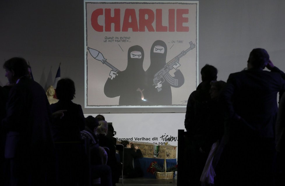 Poslední rozloučení s Tignousem, obětí z redakce Charlie Hebdo