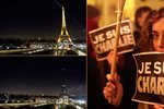 Eiffelovka zhasla, lidé smutní pro oběti řádění teroristů v redakci Charlie Hebdo
