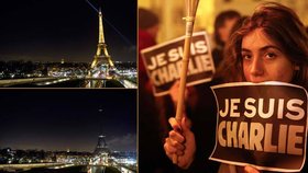 Eiffelovka zhasla, lidé smutní pro oběti řádění teroristů v redakci Charlie Hebdo