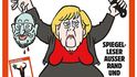 Angela Merkelová jako bojovník Islámského státu. 